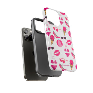 Hot Pink Summer iPhone "Tough" Case (White/Pink)