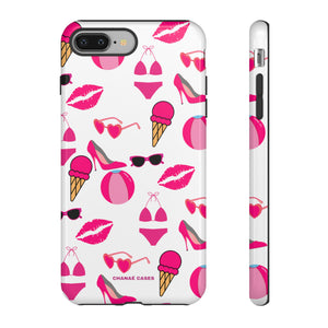 Hot Pink Summer iPhone "Tough" Case (White/Pink)