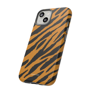 Tiger Print iPhone "Tough" Case (White/Brown)
