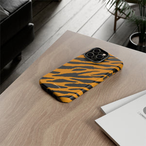 Tiger Print iPhone "Tough" Case (White/Brown)